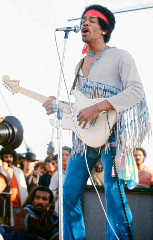 Jimi Hendrix Performing at Woodstock (Facing Left), 1969