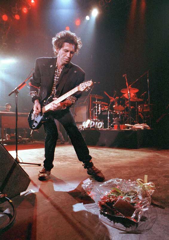 Keith Richards, Birthday Bouquet Onstage at the Forum, London, 2002