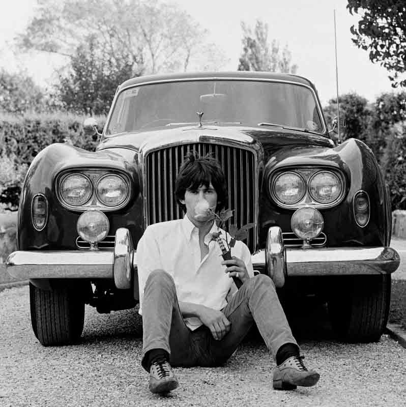 Keith Richards and Bentley with Rose and Dagger, West Sussex, 1966
