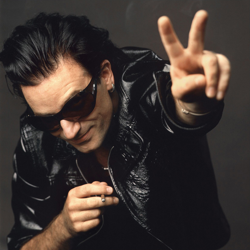 Bono Studio Portrait, Peace Sign, Los Angeles, 1992