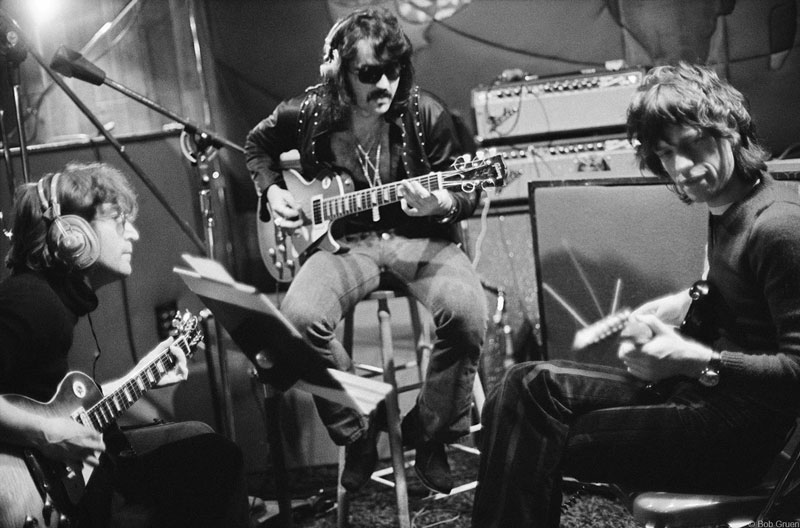 John Lennon, Wayne "Tex" Gabriel, & Mick Jagger, Record Plant, NYC, October 1972