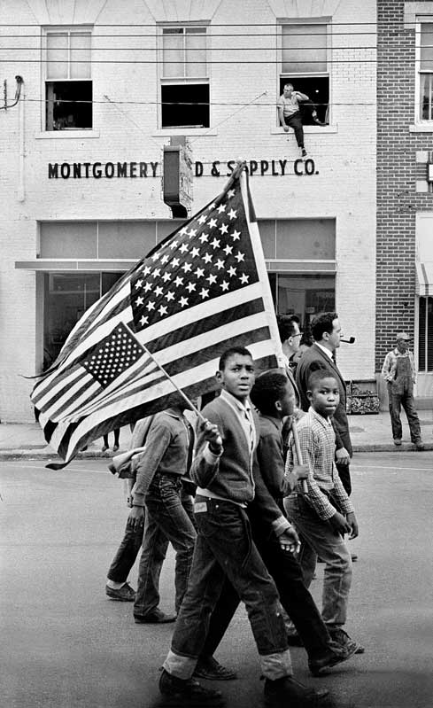 Boys Marching with Flags, Alabama Freedom March, 1965
