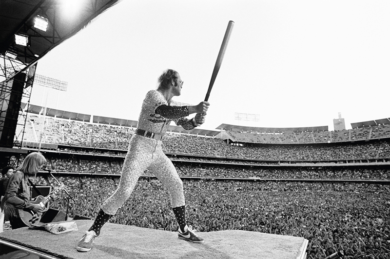 Elton John in Batting Stance, Dodger Stadium, 1975