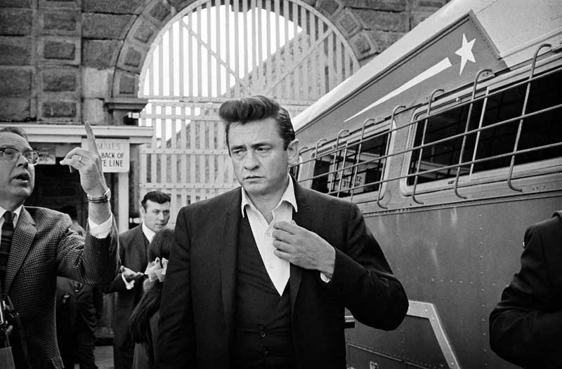 Johnny Cash Arriving Inside Folsom Prison, Folsom, CA 1968