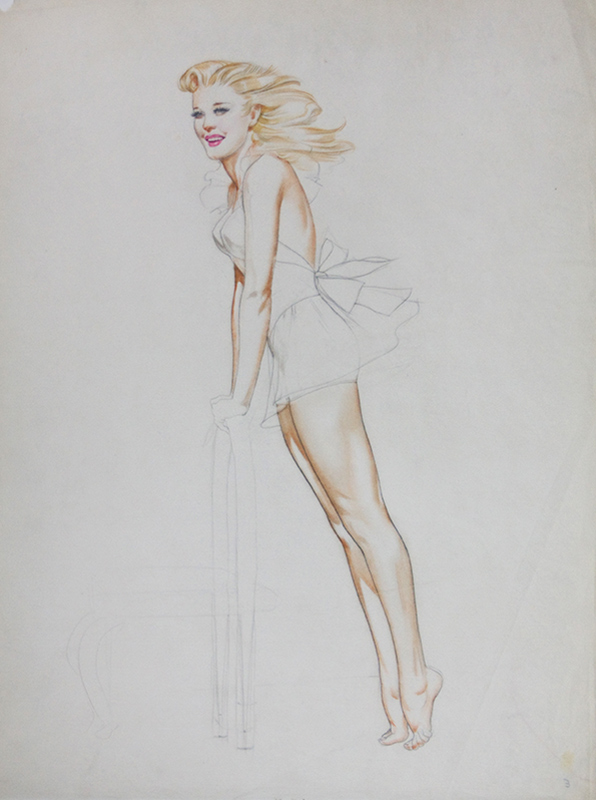 Study of a Young Blonde Resting Against a Chair, 1945
