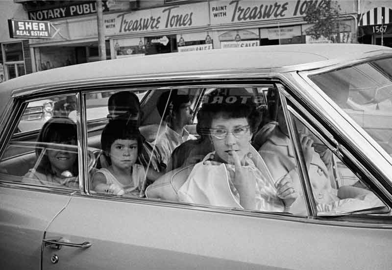 Tourist Family in Car on Haight St Looking at Hippies, Haight Street, San Francisco, 1967