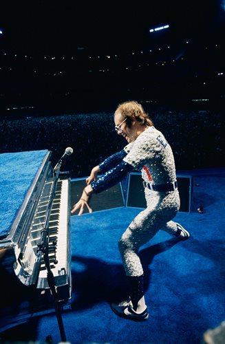 Elton John Playing Piano, Dodger Stadium, 1975 (Claw Hands)