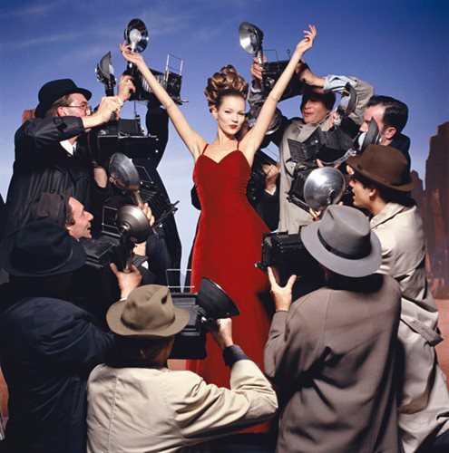 Kate Moss With Photographers, London, 1995